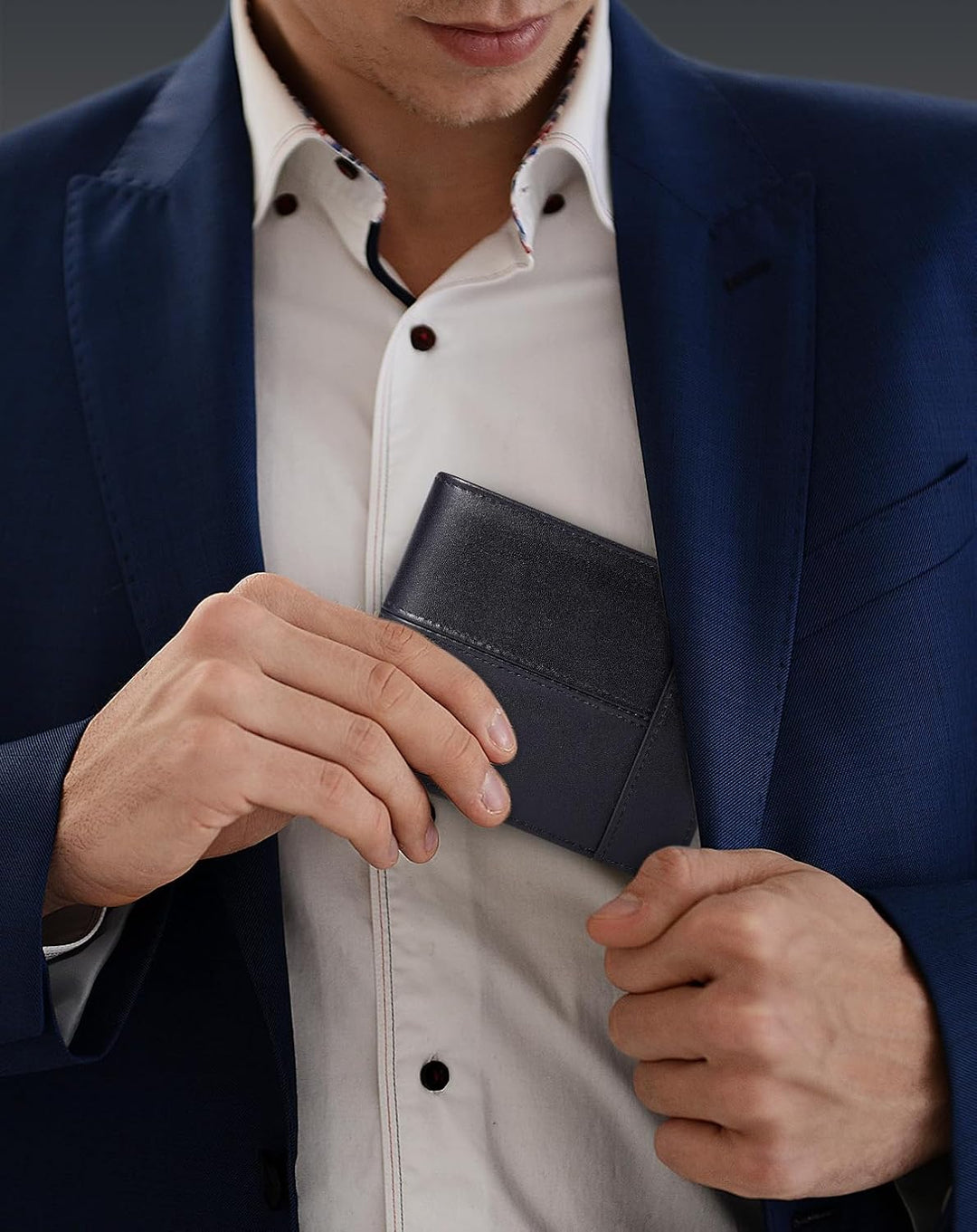 Swallowmall Cartera de cuero para hombre, carteras plegables de cue...