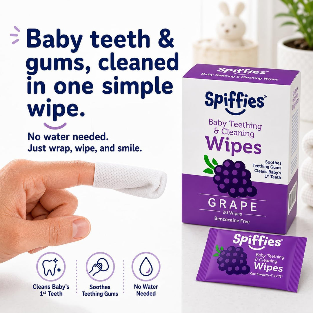 Spiffies Toallitas de dientes para el cuidado bucal del bebé, pañue...