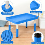 FUNLIO Mesa sensorial para niños (35 x 24 pulgadas), mesa sensorial rectangular de altura ajustable, multiuso como mesa de agua y mesa de arena para interiores y exteriores, fácil de montar en 3