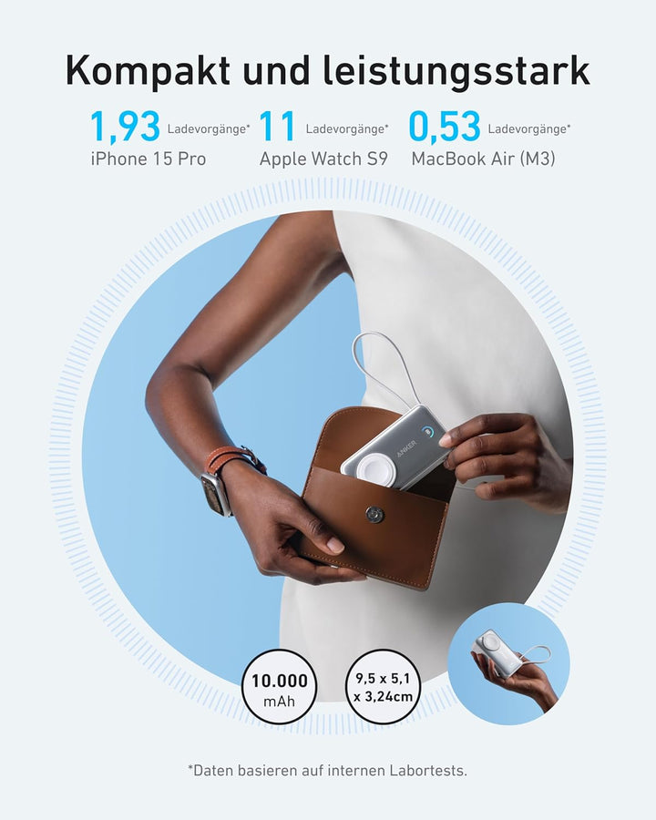 Anker MagGo Power Bank para Apple Watch, batería compacta de 10,000...