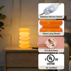 Lámpara Lámpara de mesa de cristal de 10.4 pulgadas, lámpara de mesita de noche