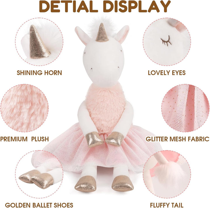 Mikkee Fluffie - Peluche de unicornio bailarina de 15 pulgadas, ani...