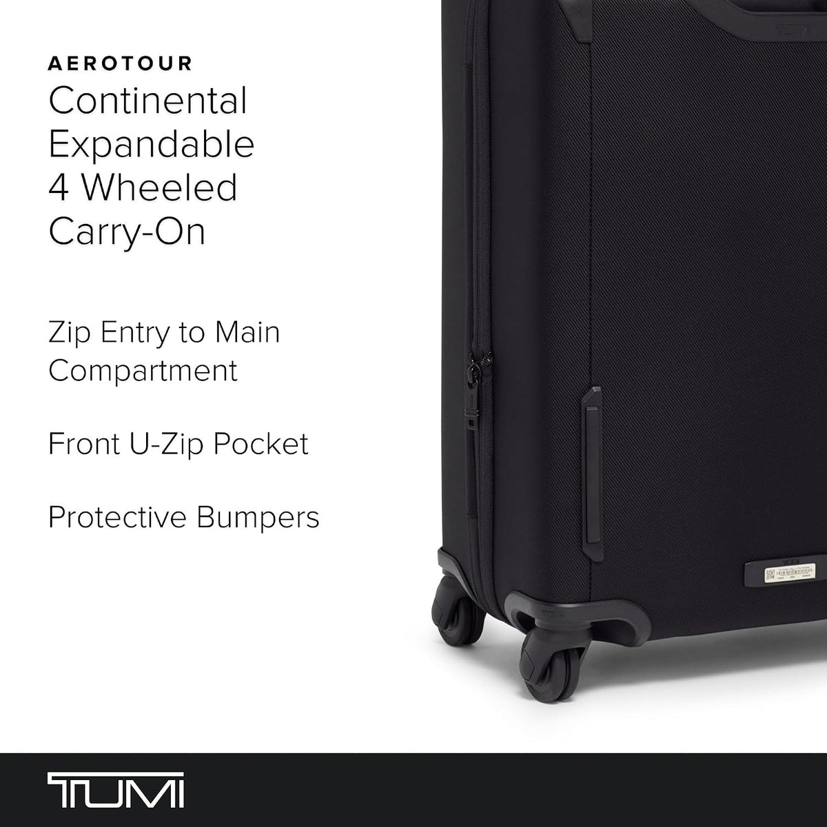 TUMI Aerotour - Maleta de mano grande expandible con 4 ruedas, 21.75 pulgadas, color negro