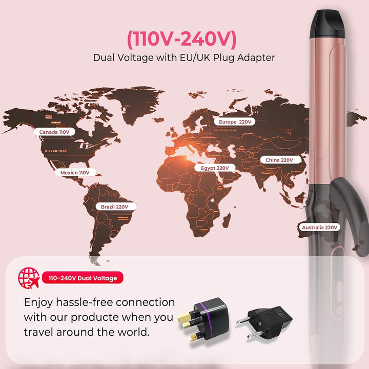 Dual Voltage Curling Iron Travel 2 in 1 Curl and Straightener (110V...