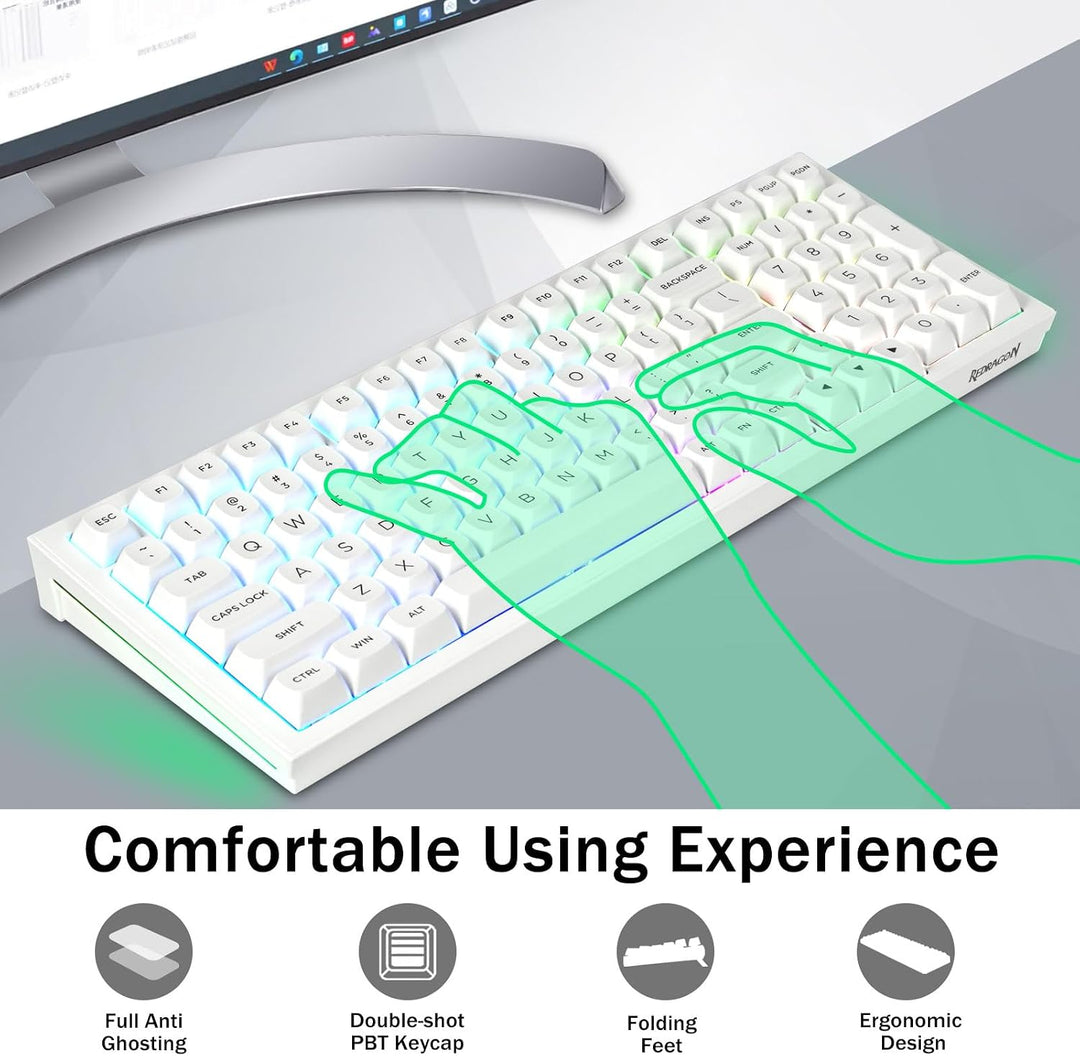 Redragon K723 Teclado Mecánico Inalámbrico Gaming Cremoso, Bluetoot...