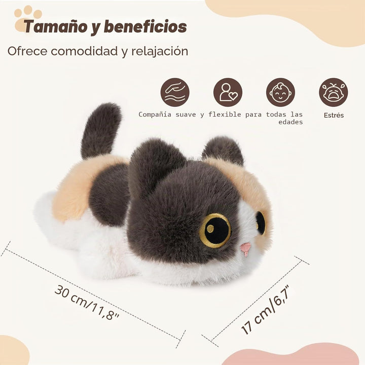 YOUBLEK Animales de peluche con peso, gato calicó, juguete de peluc...