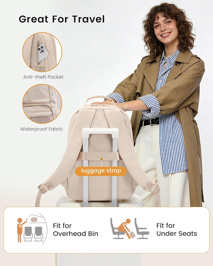 LOVEVOOK Mochila de viaje para mujer, Desnudo\/, 15,6 pulg., Mochil...