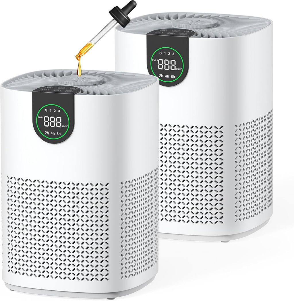VEWIOR Paquete de 2 purificadores de aire con filtro lavable para el hogar