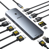 Estación de acoplamiento para portátil 3 monitores, Hub USB C con 2...