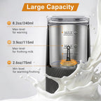 Wowteam Espumador de leche, vaporizador de leche eléctrico 4 en 1, calentador de leche caliente y fría y máquina de espuma para café, café con leche, capuchinos, macchiato, 8.2 oz/8.1 fl oz, acero