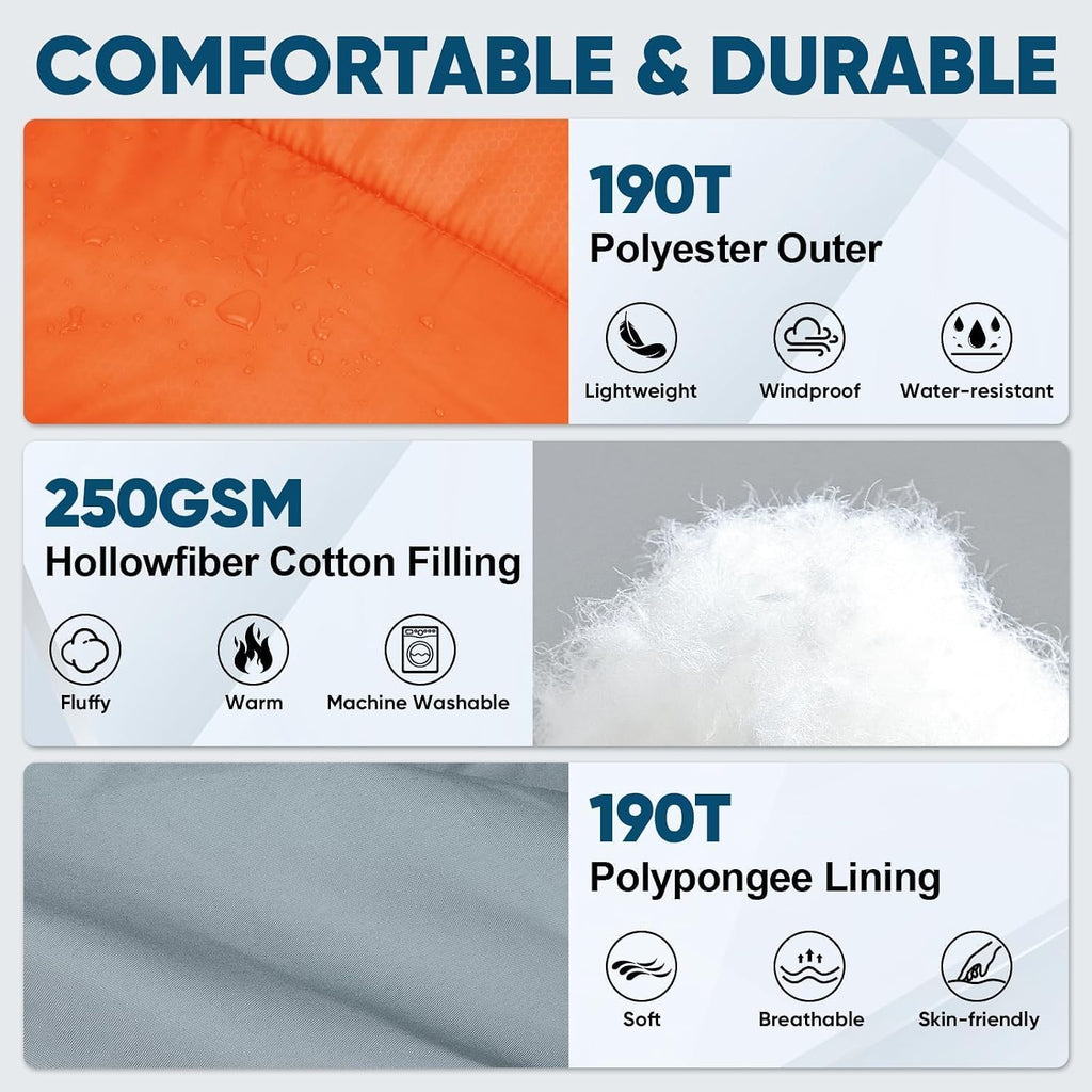Sacos de Dormir para Adultos, Ultraligeros y Lavables a máquina, a Prueba de Agua para Senderismo, Camping y Mochila, para Clima Cálido y Frío, Esenciales de Camping para Viajar