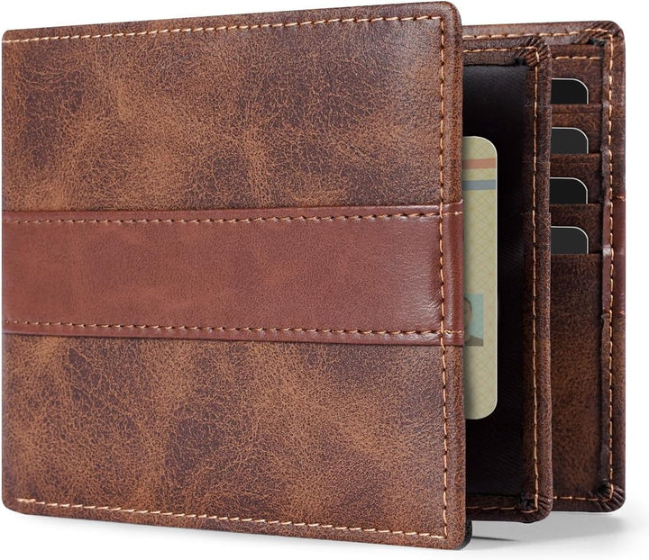 Swallowmall Cartera RFID de cuero genuino para hombre, billetera pl...