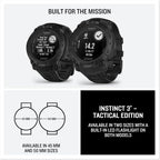 Garmin Instinct® 3 Edición Táctica, 50mm, Pantalla Cargada Solar, Reloj Inteligente GPS Resistente para Exteriores