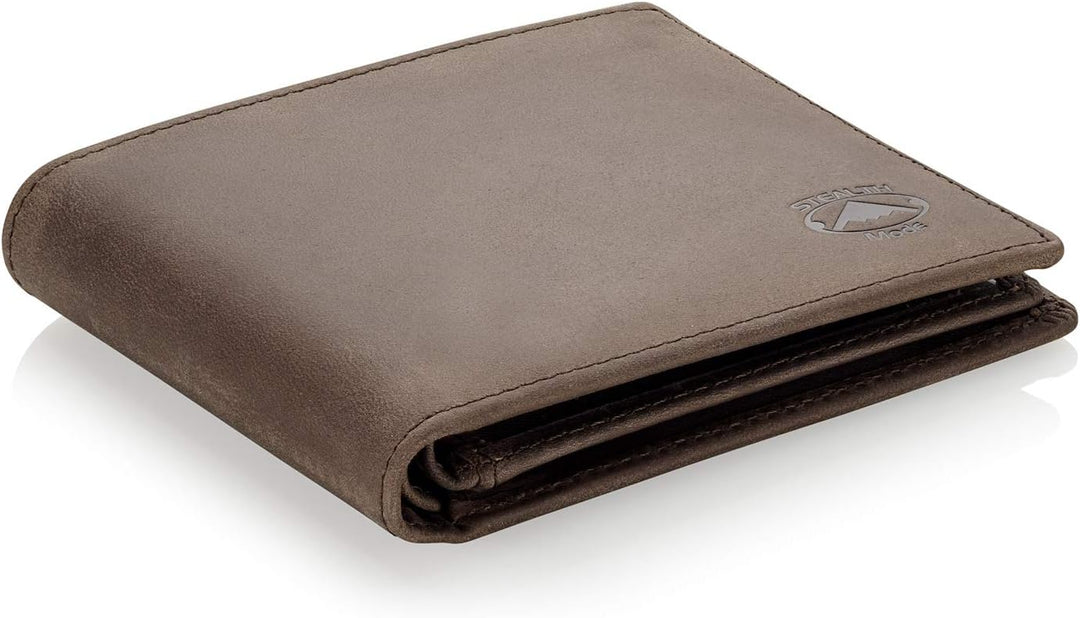 Cartera plegable de piel Stealth Mode para hombre con ventana de id...