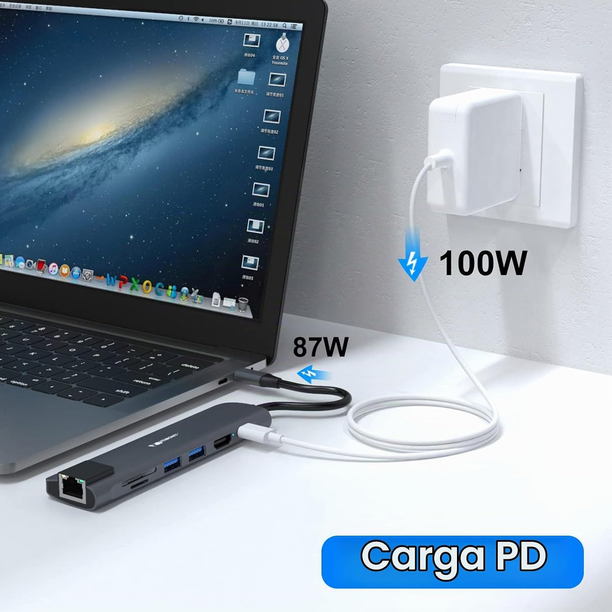 VEMONT, hub USB de 2 puertos
