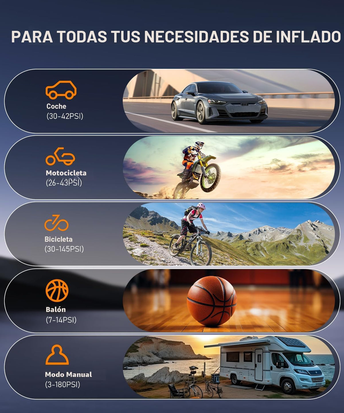 Hafuloky Inflador de neumáticos, compresor de aire portátil, bomba...
