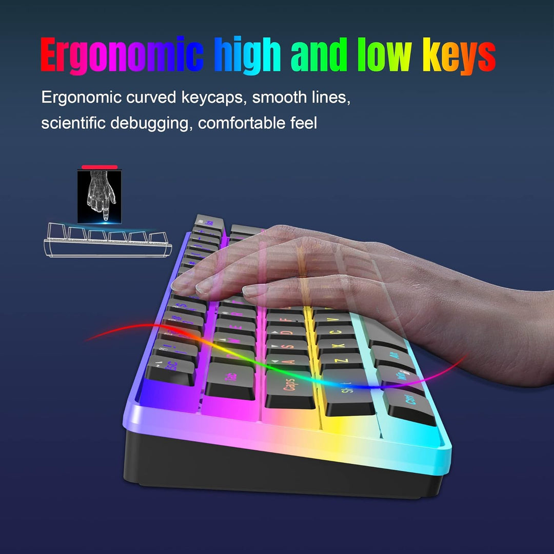 Snpurdiri Teclado para juegos con cable del 60%, Keycaps pudding co...