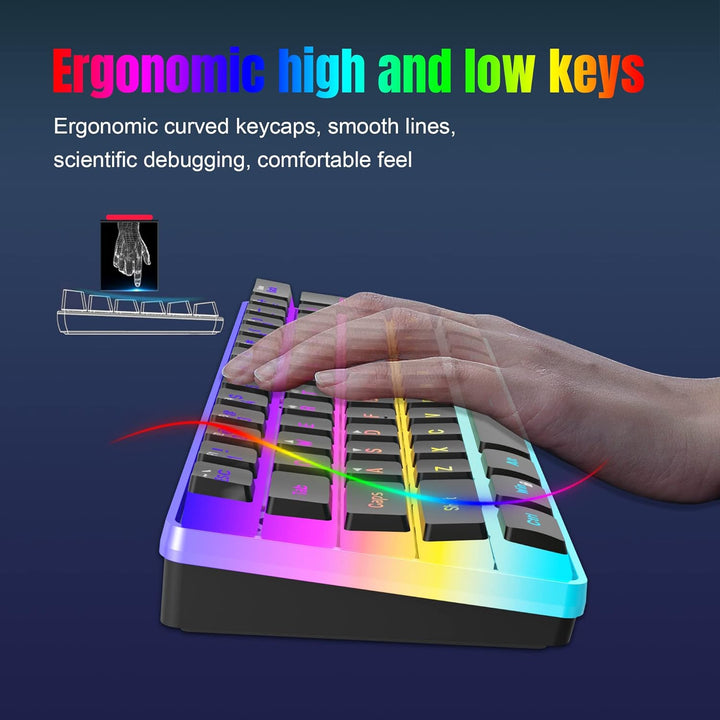 Snpurdiri Teclado para juegos con cable del 60%, Keycaps pudding co...