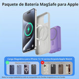 Cargador portátil magnético para iPhone y Apple Watch, 10800 mAh, 2...