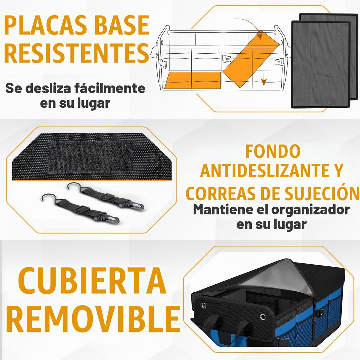 FORTEM Organizador de maletero, organizador plegable para automóvil y bolsa
