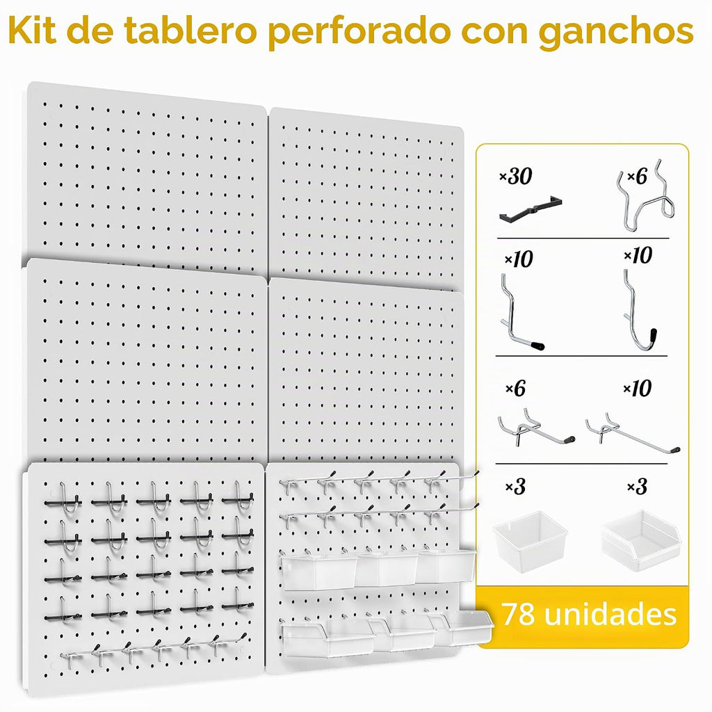 Kit organizador de tablero perforado, paquete de 6 paneles de metal de