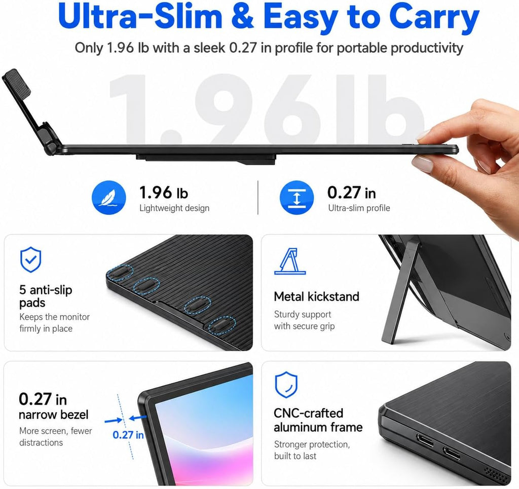 Extensor de pantalla para laptop, monitor portátil ultraportátil y...