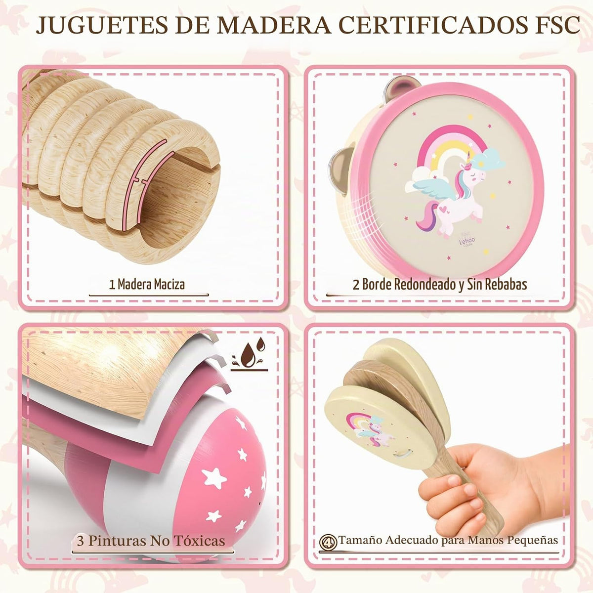 Lehoo Castle Juego de instrumentos musicales de unicornio para bebés de 18