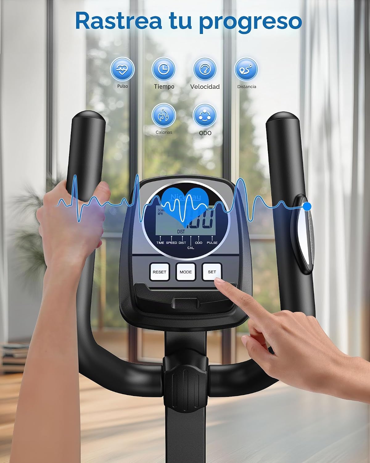 Niceday Máquina elíptica de ejercicios, máquina elíptica para el hogar, entrenador elíptico magnético con zancada de 15.5 a 19 pulgadas, 16 niveles de resistencia, capacidad de carga de 400 libras