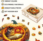 Rompecabezas de búho de calabaza de Halloween, regalos para adultos, 255 piezas de 13.4 x 13.1 pulgadas