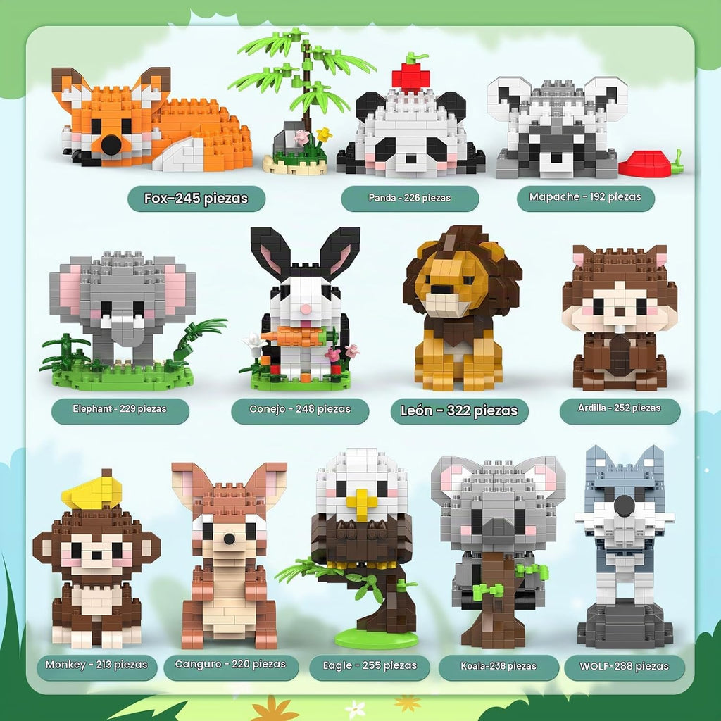 HIGH GODO Paquete de 12 juegos de construcción de animales para fiestas de animales, minibloques de construcción de animales, kits de modelo, bolsas de regalo, juguetes de premios pequeños, regalos para adultos y adolescentes a partir de 14 años
