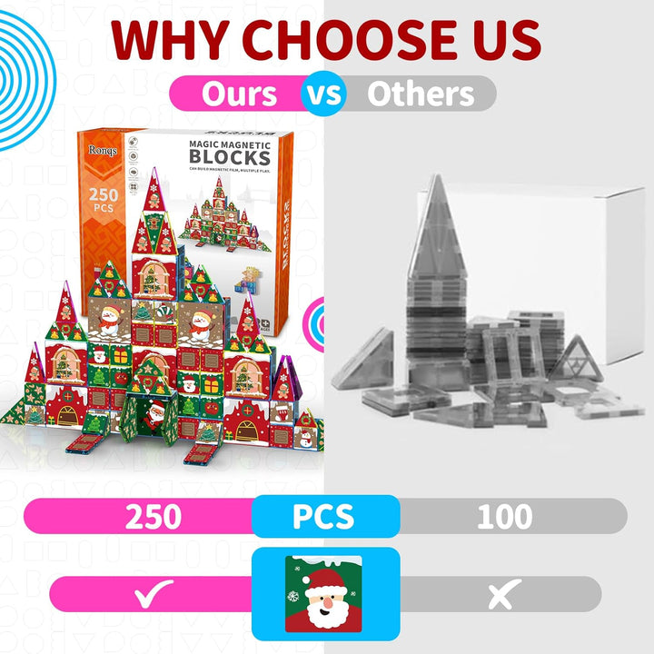 Ronqs 250 PCS Azulejos Magnéticos Educativos 3D STEM para Niños Blo...