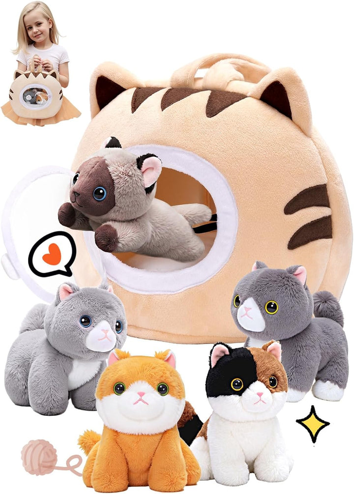 OUOZZZ - Casa de animales de peluche para gatos con 5 juguetes suav...