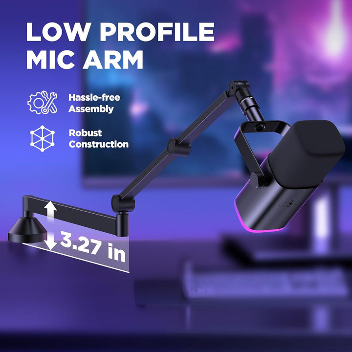 InnoGear Brazo de micrófono de bajo perfil, soporte de brazo de mic...