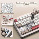 AUSDOM Teclado mecánico inalámbrico Bluetooth H98, BT5.3\/Type-C\/2...