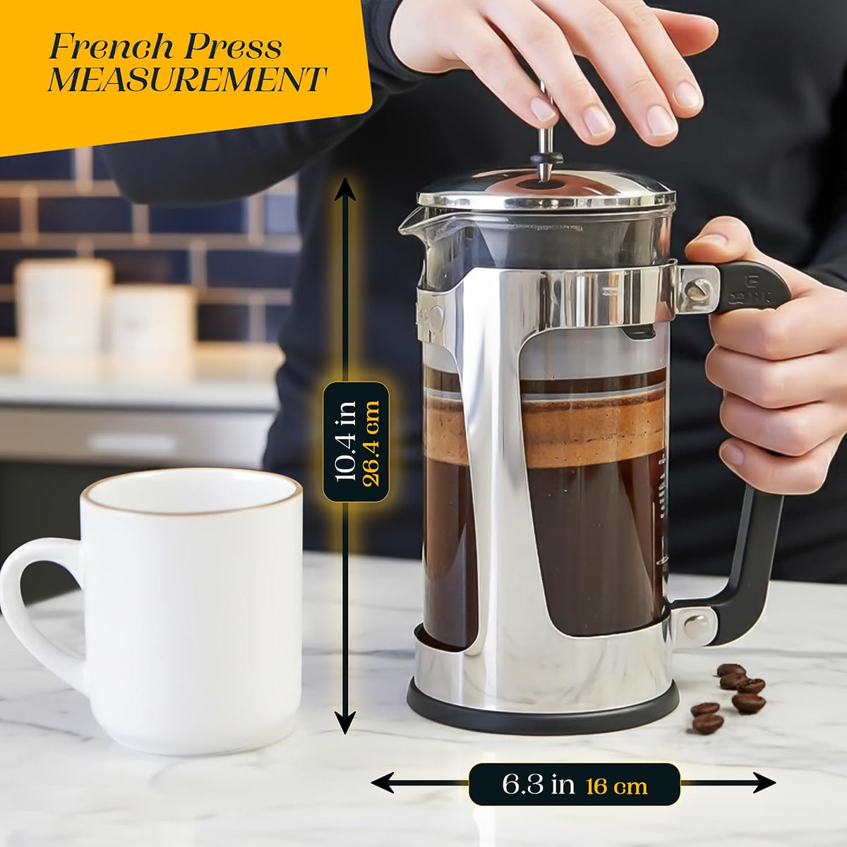 Espro cafetera con prensa P5 – 32 onzas, de vidrio y acero inoxidable, FFP, Empaque original, Vidrio/Acero inoxidable