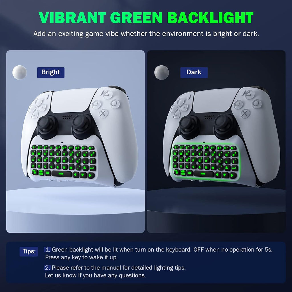 Teclado MoKo para controlador PS5 con retroiluminación verde