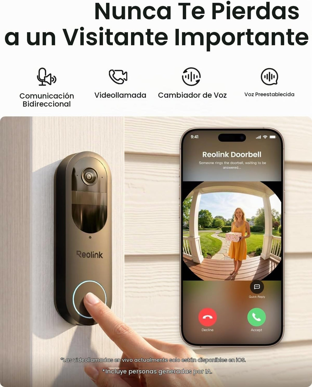 REOLINK Timbre de video con batería (2.ª generación) con kit de cámara Home