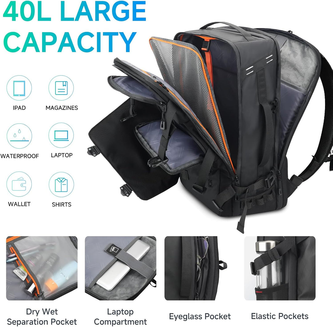 SWICKY Mochila de viaje de 40L para hombres \u2013 Mochila de mano...