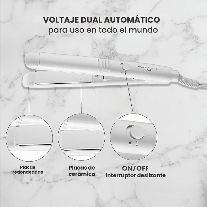 Conair Travel Smart - Plancha de viaje portátil, plancha de cerámic...