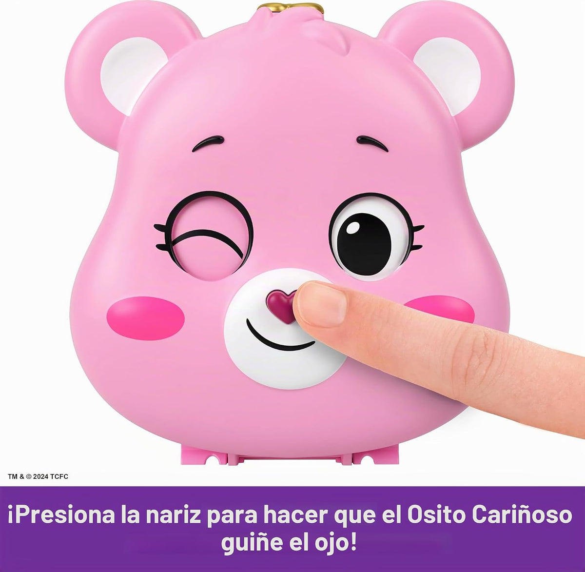 Polly Pocket x Care Bears Muñecas y Set de Juego con Auto de Juguete y Accesorios Temáticos, Juguete de Viaje, Compacto de Colaboración