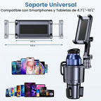 Portavasos para teléfono y tableta, 2 en 1, iPad con brazo extensible ajustable para teléfono de 4.7 a 10 pulgadas, soporte para tableta compatible con iPad Pro Air Mini, Fire, iPhone 17, Galaxy