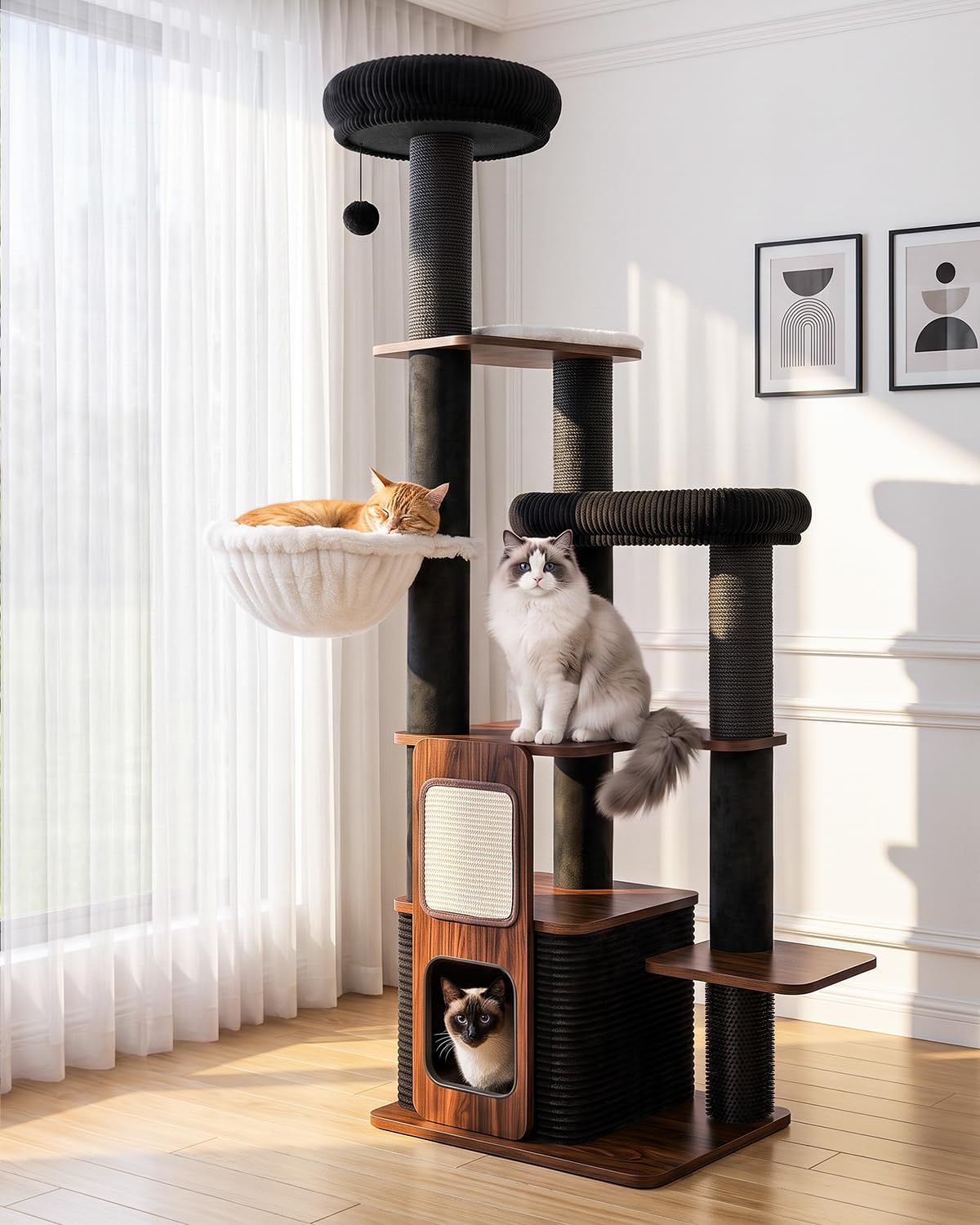 Árbol moderno para gatos de interior de 63 pulgadas
