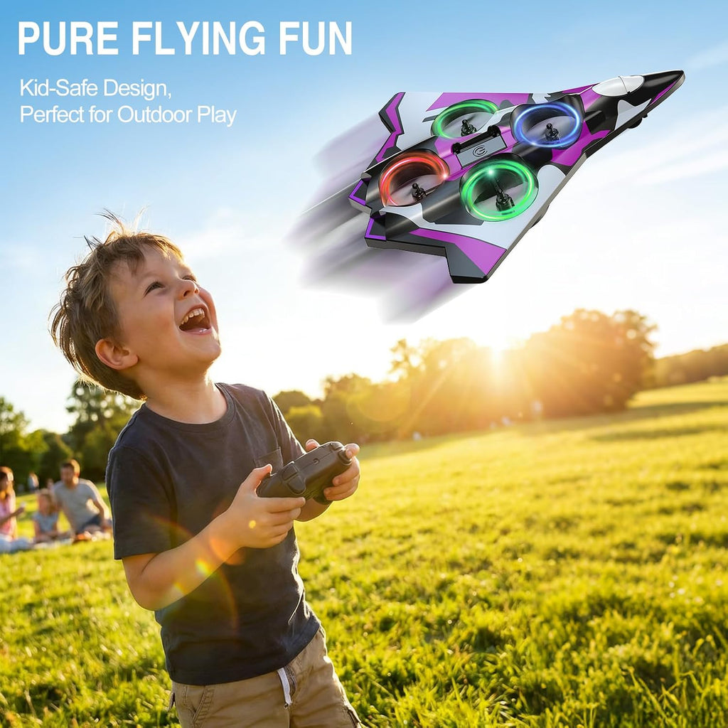 Avión de espuma Rc Planes con luces LED, avión de control remoto, avión de combate para niños y adultos de 8 a 16 años, 360 °F, rollo de acrobacias, drones para niños de 8 a 12 años, regalos