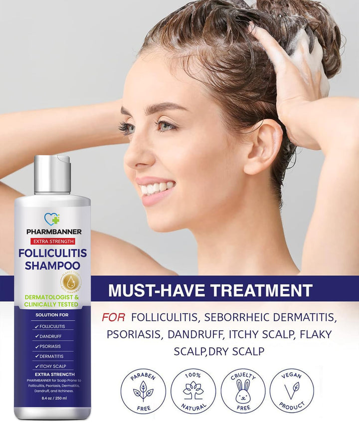 PHARMBANNER Champú antifúngico para foliculitis, dermatitis seborre...
