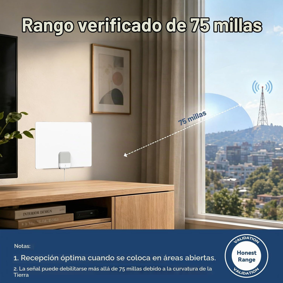 Antena de TV interior para Smart TV - Canales locales gratuitos, sin