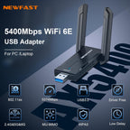 NEWFAST AX5400 Adaptador USB WiFi 6 para PC de escritorio Tri-Band USB 3.0