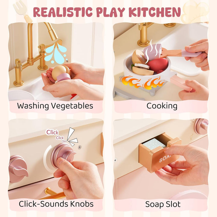 ROBOTIME Cocina de juego para niños, cocina moderna de juguete de m...