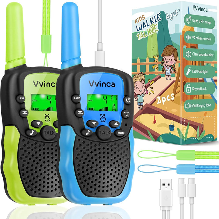 Vvinca Rechargeable Walkie Talkies for Kids 4 Pack, 5-7 Year Old Bo...