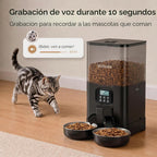 Comedero Automático VOLUAS para Dos Gatos con Dos Platos de Acero Inoxidable, 6L