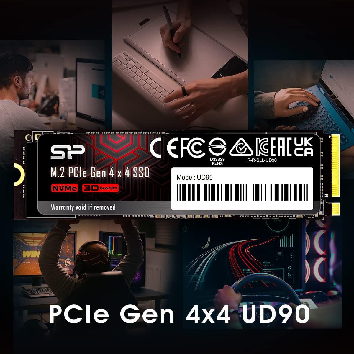 Silicon Power 250GB UD90 NVMe 4.0 Gen4 PCIe M.2 SSD R\/W hasta 5,00...